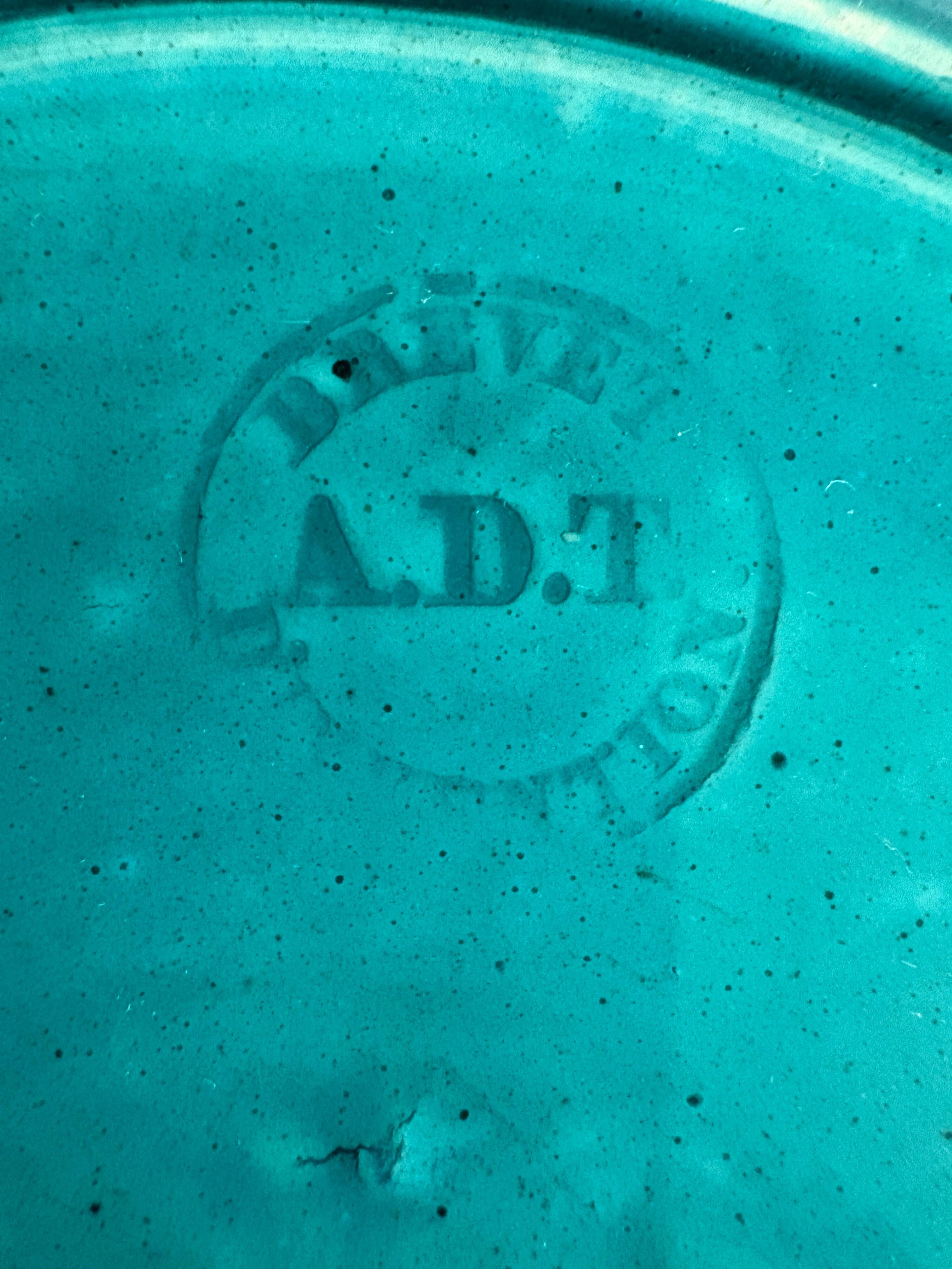 Collection Plate in Turquoise Majolica – Rubelle Ombre Enamel / A.D
