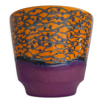 Cache pot vintage 70s violet et orange