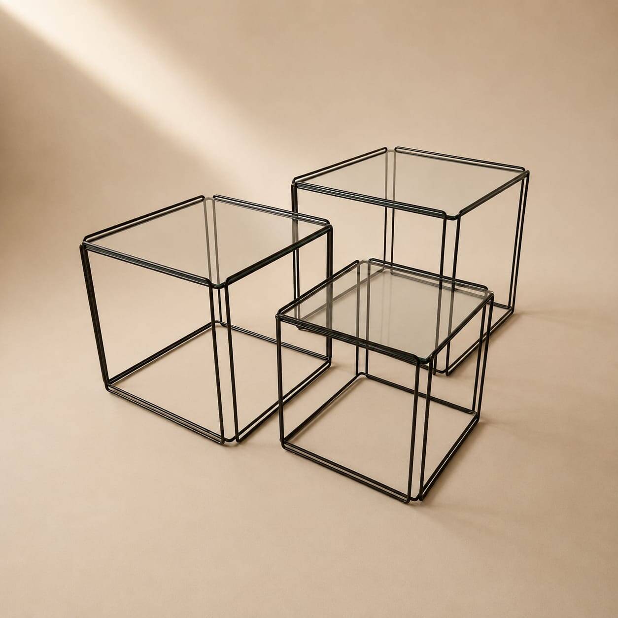 Set of 3 Isocele nesting tables by Max Sauze, 1970s