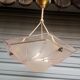 Art Deco ceiling lamp / chandelier in pink pressed molded glass in working order