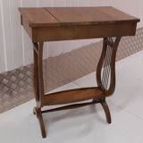 Marquetry dressing table with lyre-shaped foot