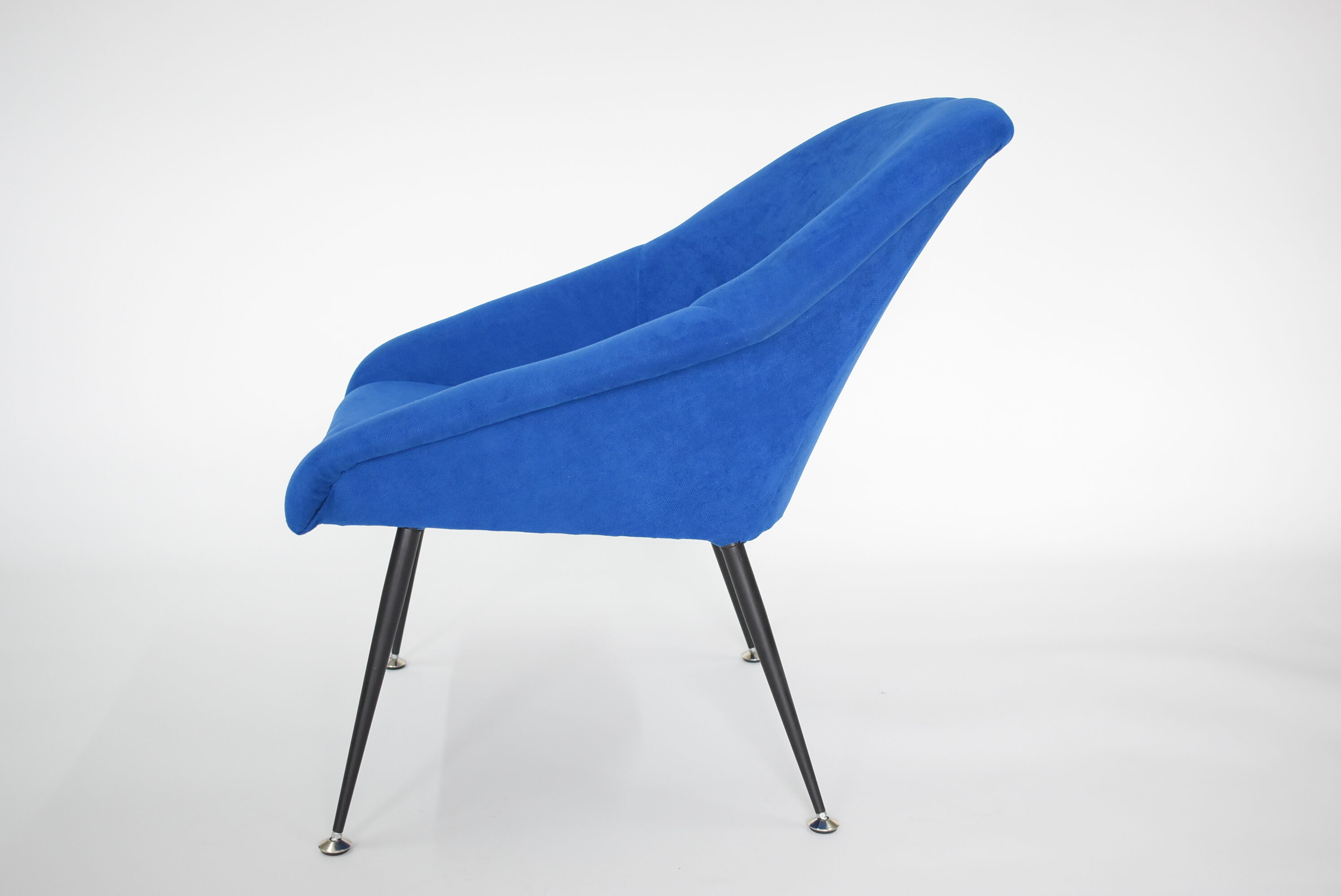 Vintage polish armchair shell, fully renovated, 1960s, fabric, chrome