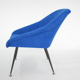 Vintage polish armchair shell, fully renovated, 1960s, fabric, chrome