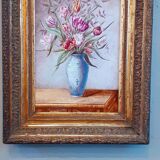 Peinture sur porcelaine Nature Morte "Bouquet de tulipes" XIX ème , Napoléon III
