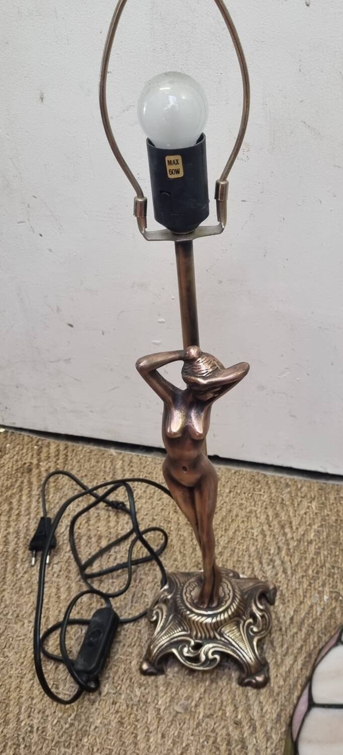 Art Deco lamp, bronze & glass paste