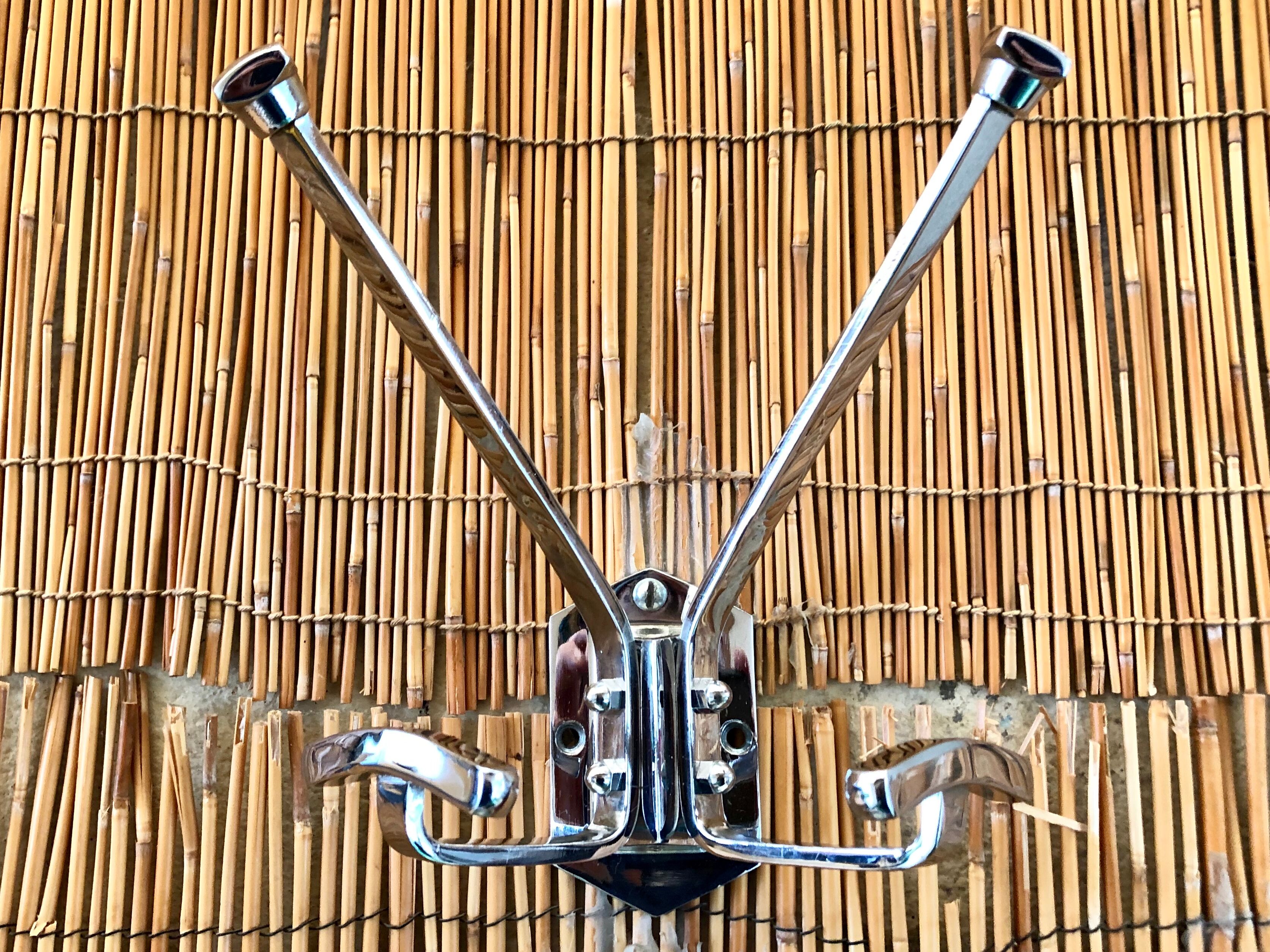 Vintage Modernista wall coat hanger 60 solid brass chrome plated