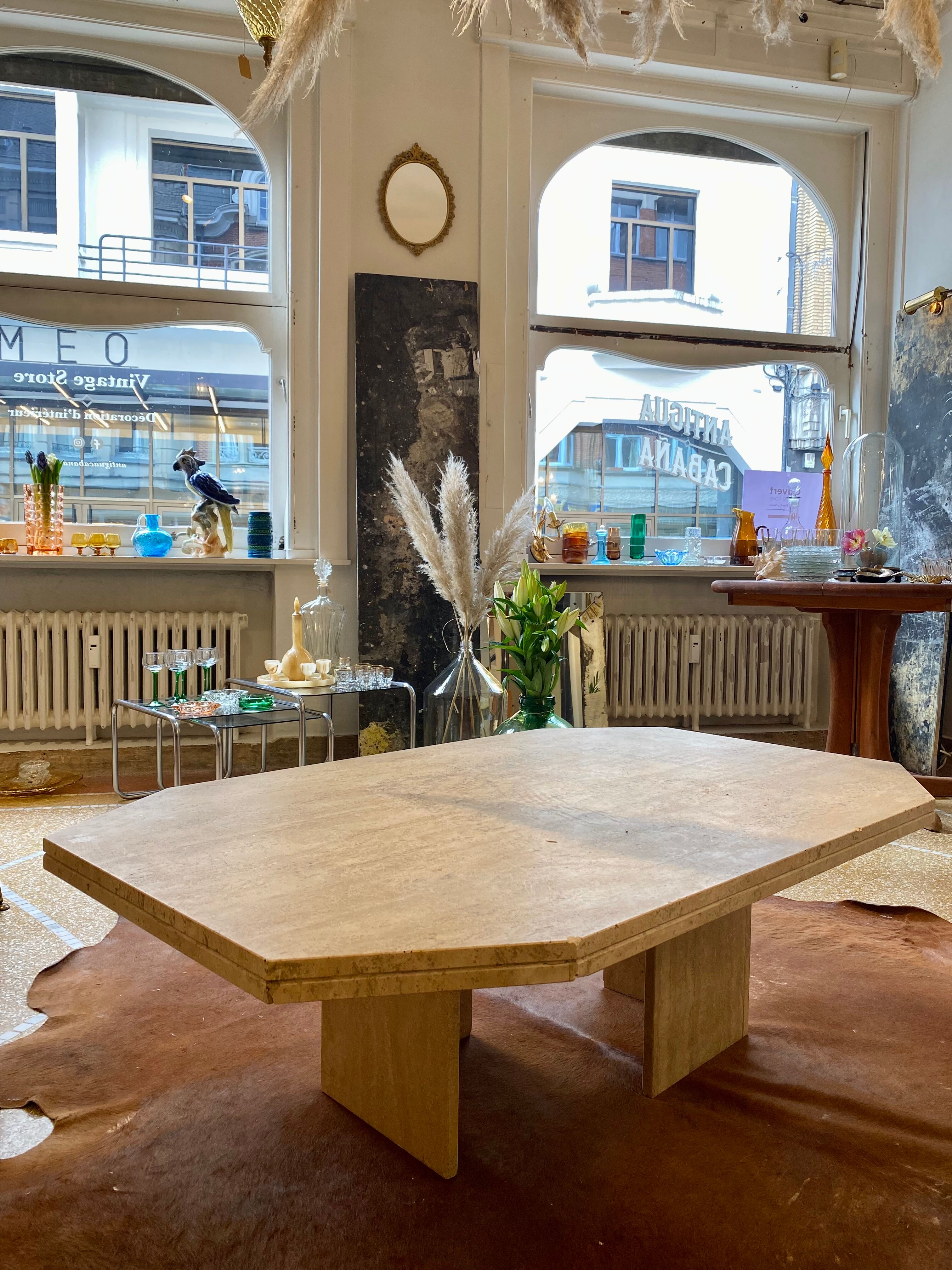 Travertine coffee table 70s