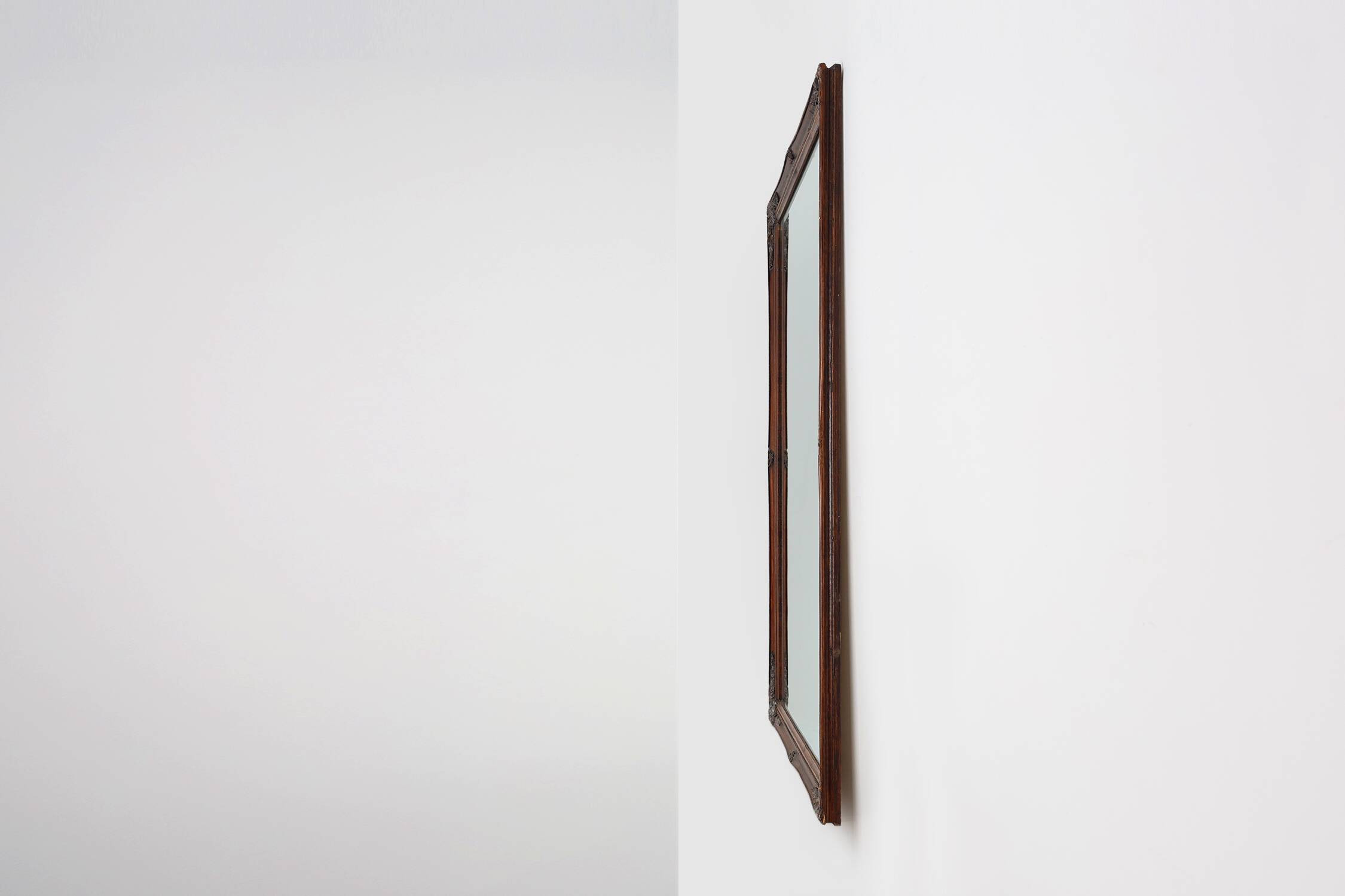 Antique French Facet-Cut Mirror in Carved Wood, circa 1850