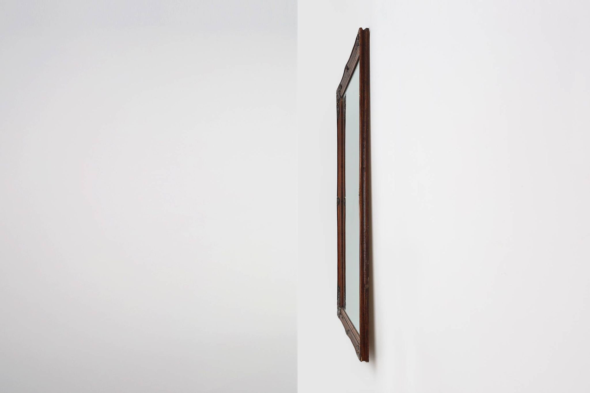 Antique French Facet-Cut Mirror in Carved Wood, circa 1850