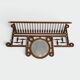 Curved Wooden and Brass Wall Coat Rack, Arts & Crafts, Austria, glass
