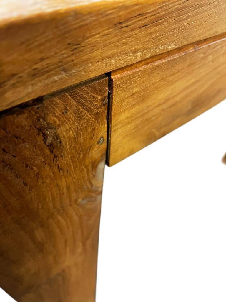 Table XL vintage en bois avec marqueterie