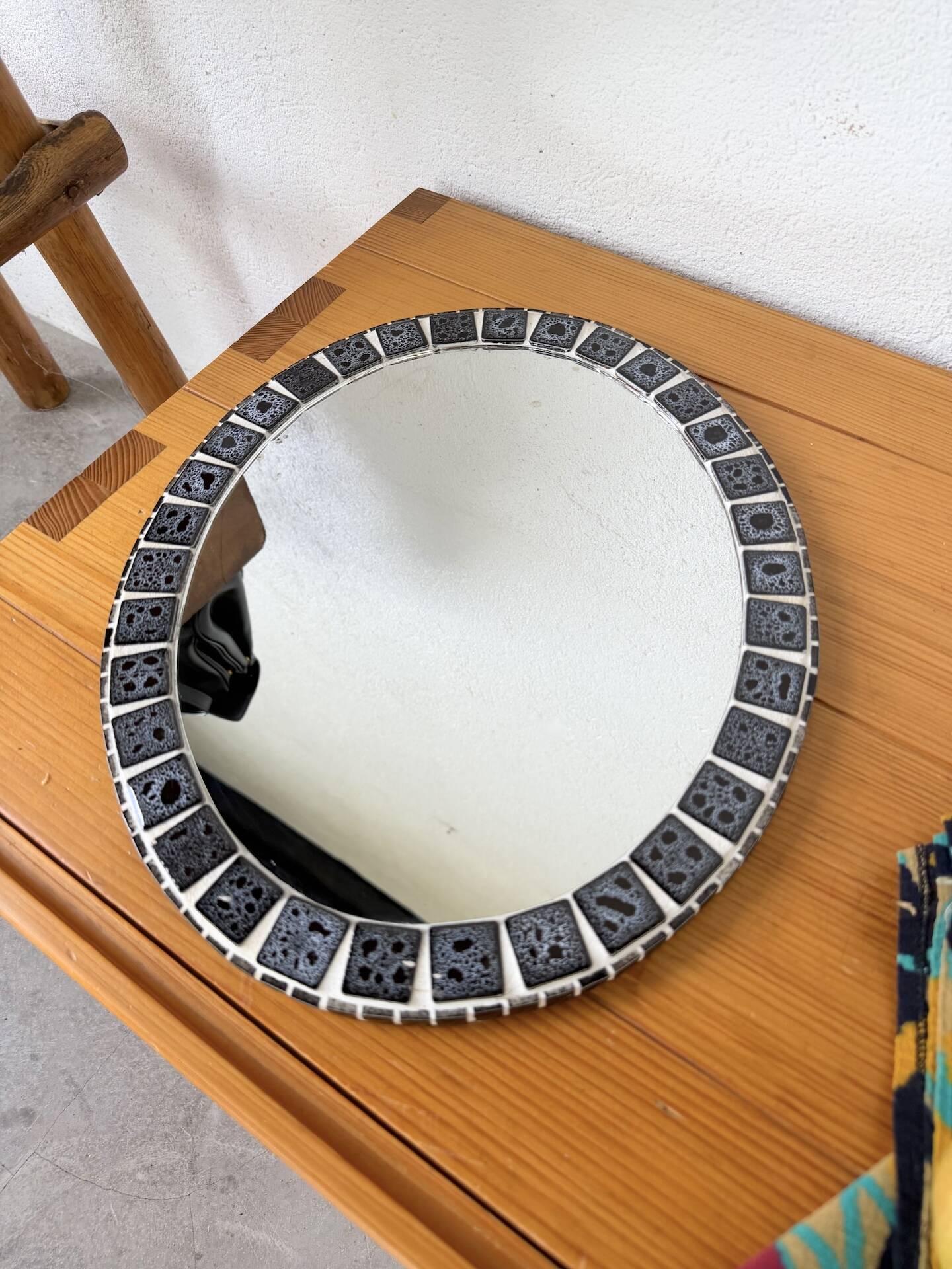 Oval ceramic mosaic mirror from the 50s/60s.