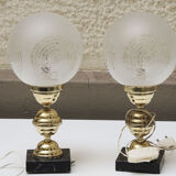 2 old art deco style globe lamps