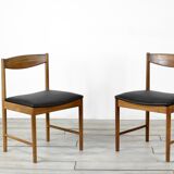 Set Of 4 Midcentury McIntosh Teak And Leatherette Chairs. Vintage Modern