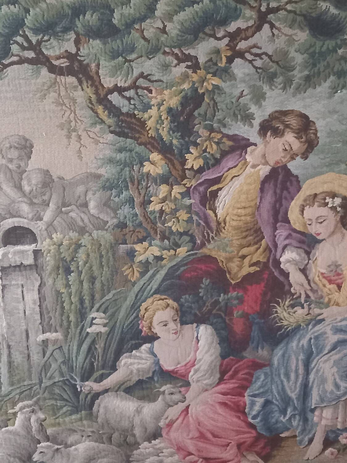 Genuine woven tapestry in the Aubusson style – pastoral French tapestry