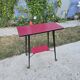 occasional table on wheels - red faux leather - vintage