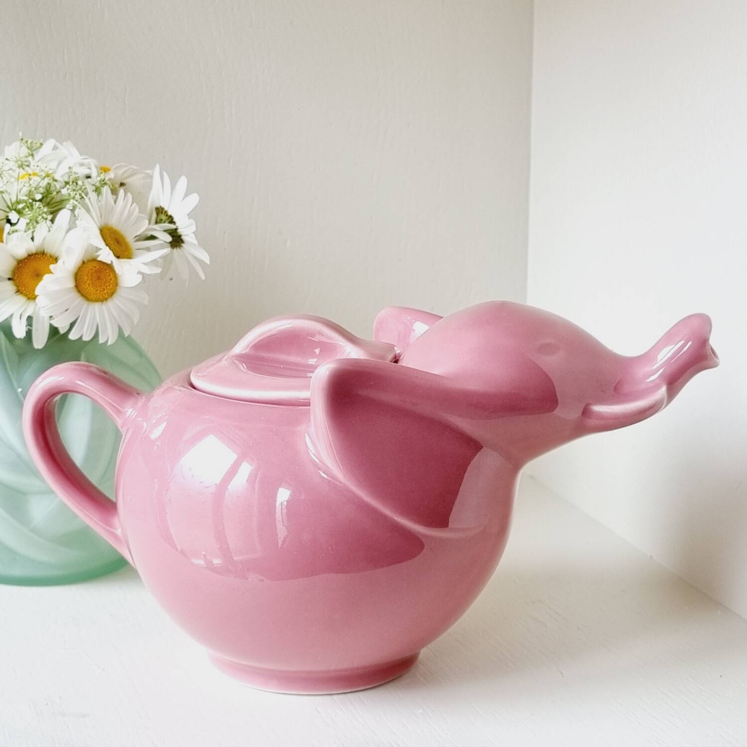 Pink ceramic elephant teapot