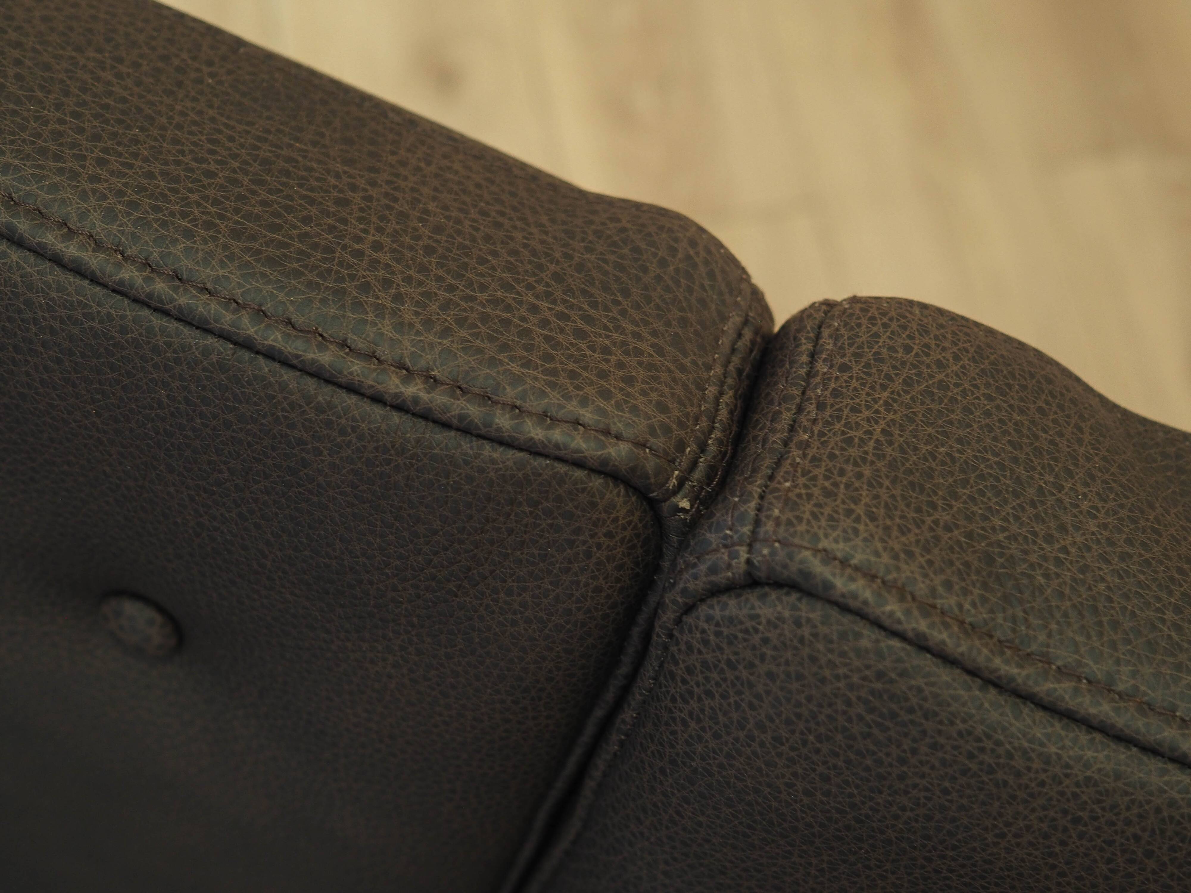 Oak leather sofa by Brockmann Petersen, Danish design 1970s