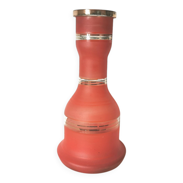 vase en verre peint , aspect granité rouge et doré