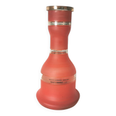 vase en verre peint , aspect granité rouge et doré
