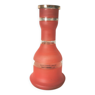 vase en verre peint , aspect granité rouge et doré