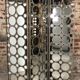 Screen 3 panels of round mirrors frame metalized iron aged