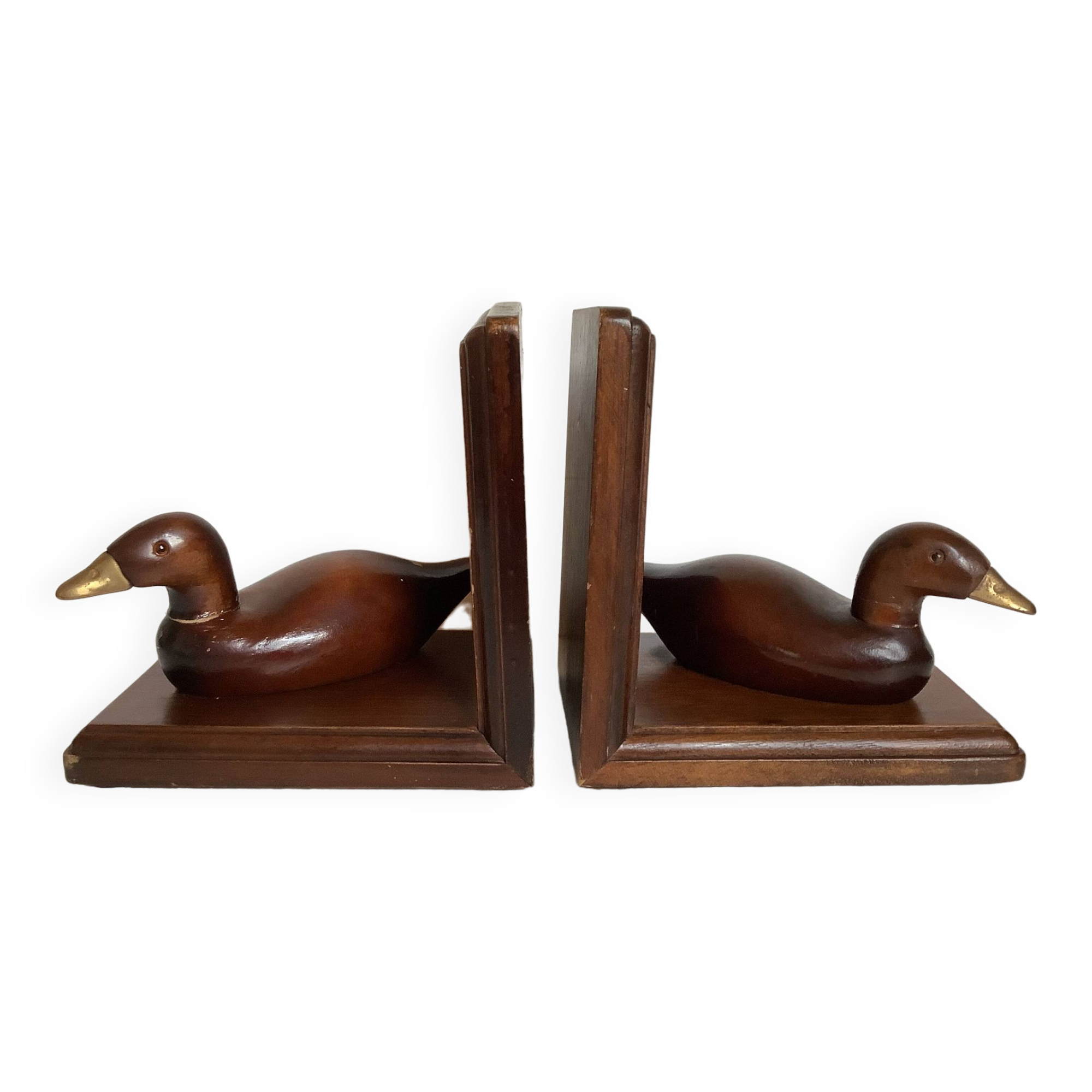 Pair of brass wood duck bookends