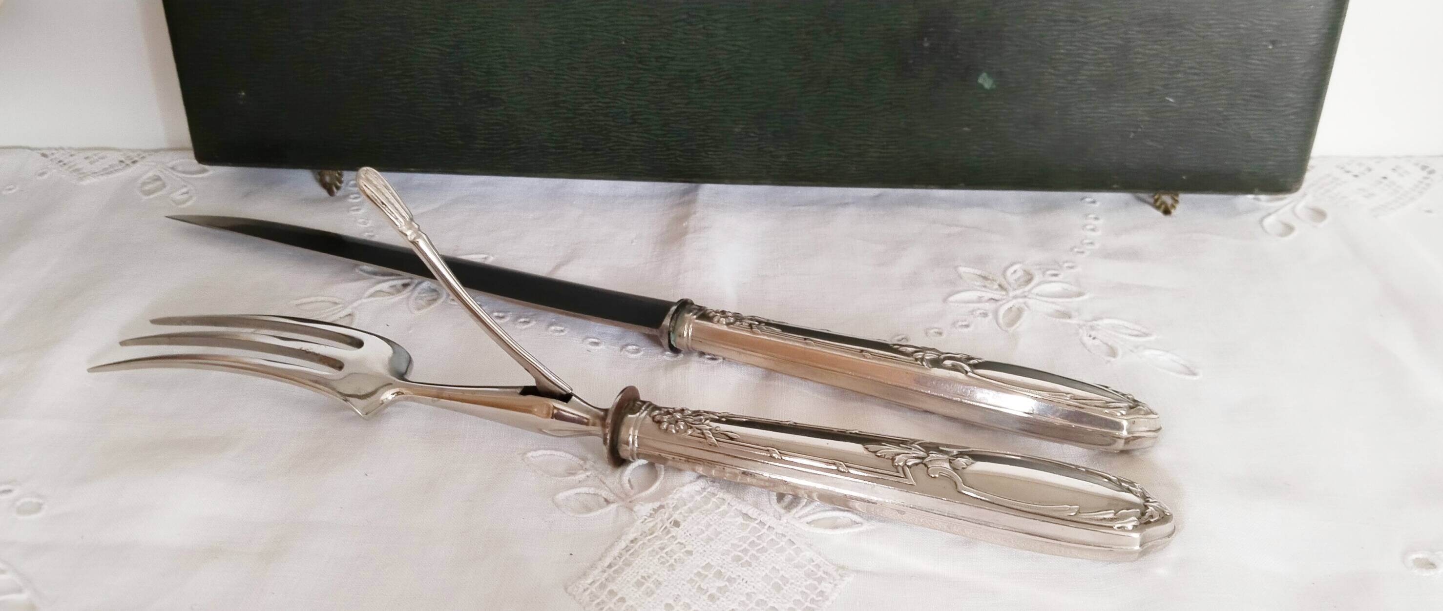 Service à découper le gigot en argent , XIX ème