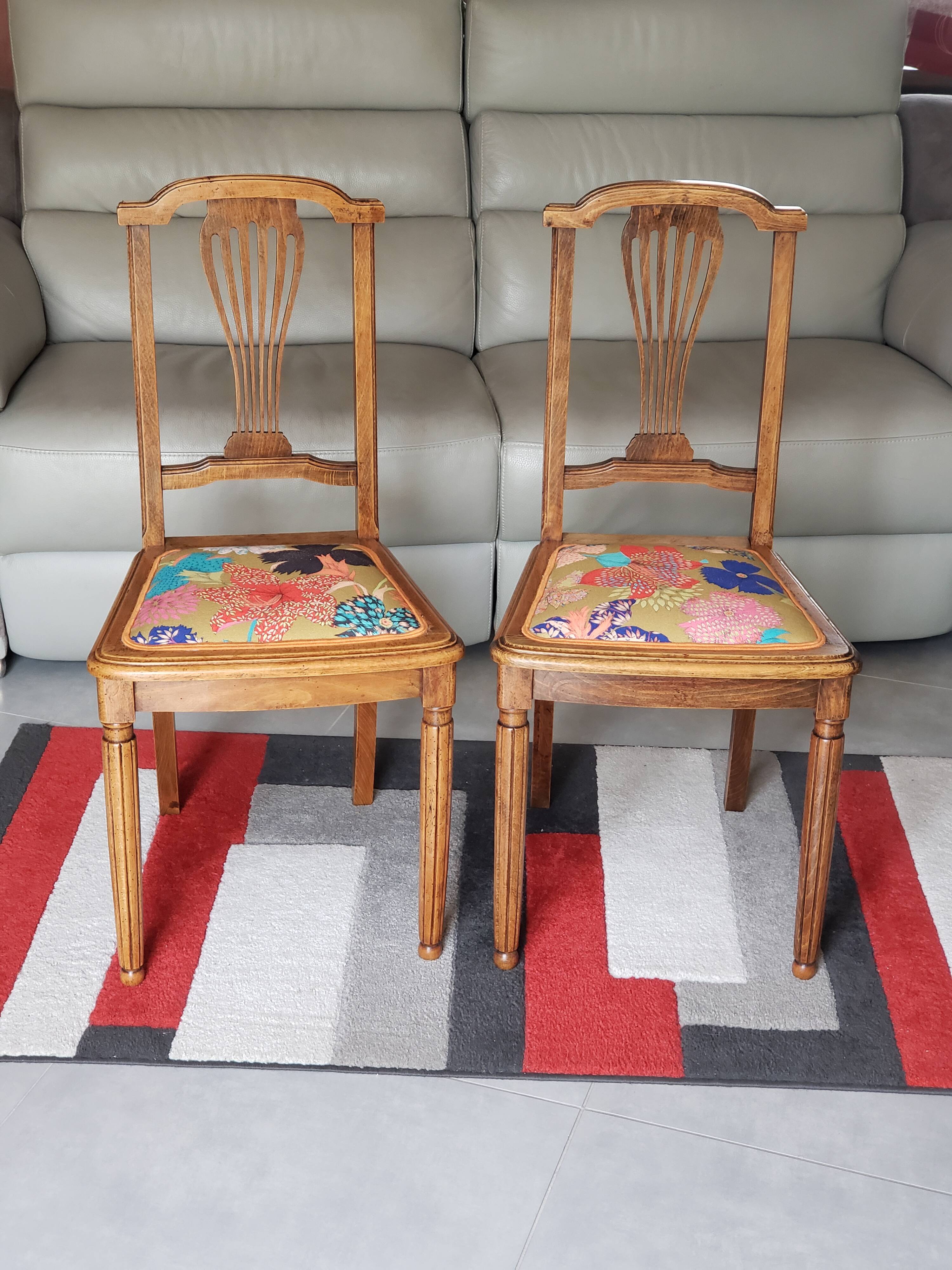 Pair of vintage Louis XVI style chairs from the 19th century