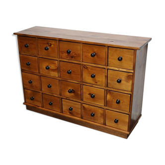 Cabinet of French Industrial Apothecary in Pine, Mid-20th Century