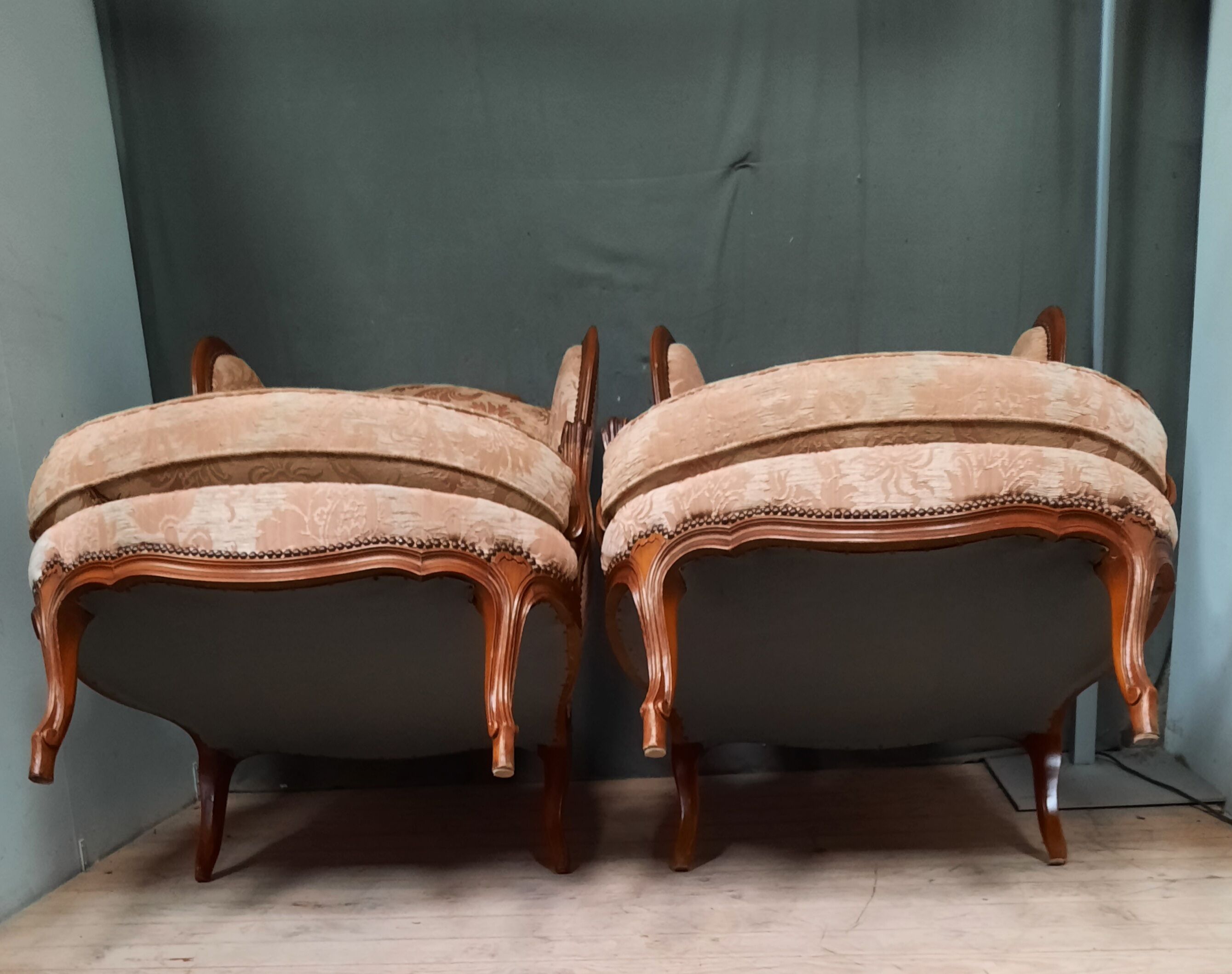 Pair of Louis XV style wing chairs