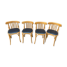 4 leather-like curved wood coffee chairs