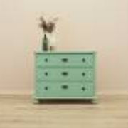 Commode en pin massif peinte en vert, trois tiroirs, Danemark années 1950.