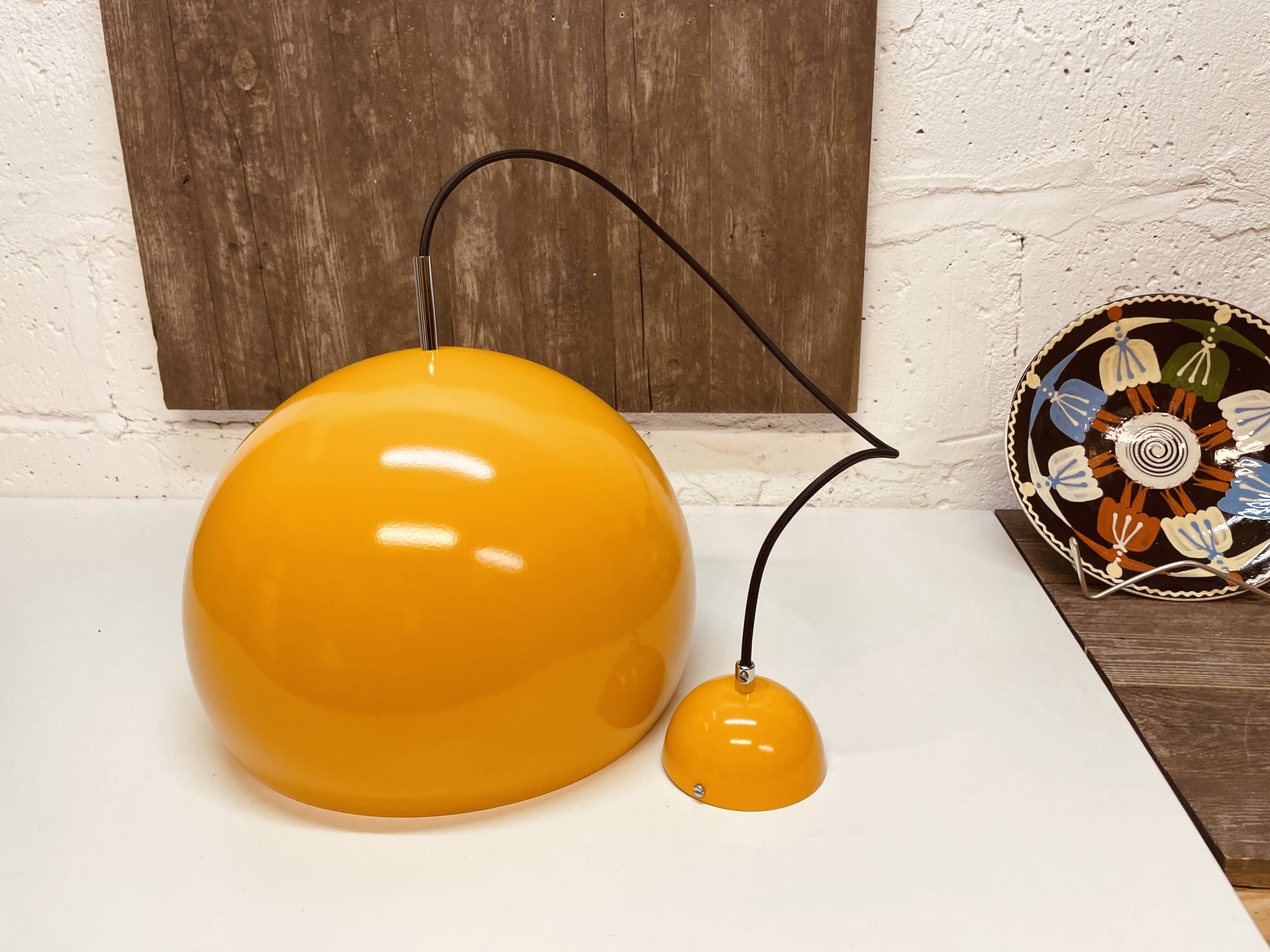 Large yellow hanging lamp, space age style, 1980s