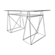 Glass desk - chrome metal trestles