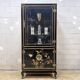 Cabinet d'affichage chinois vintage avec fleurs et oiseaux / Bohémien
