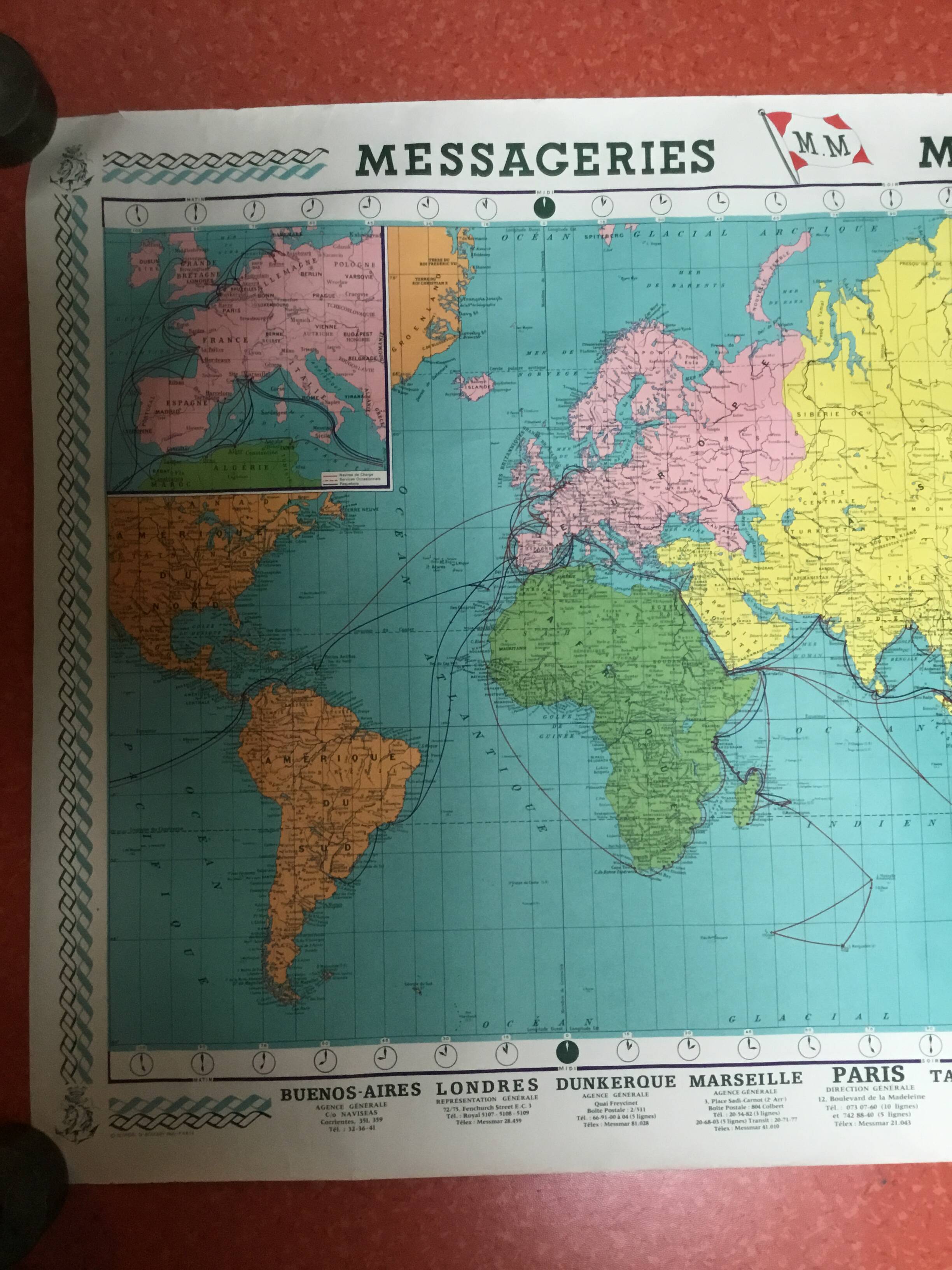 Carte des messageries maritimes