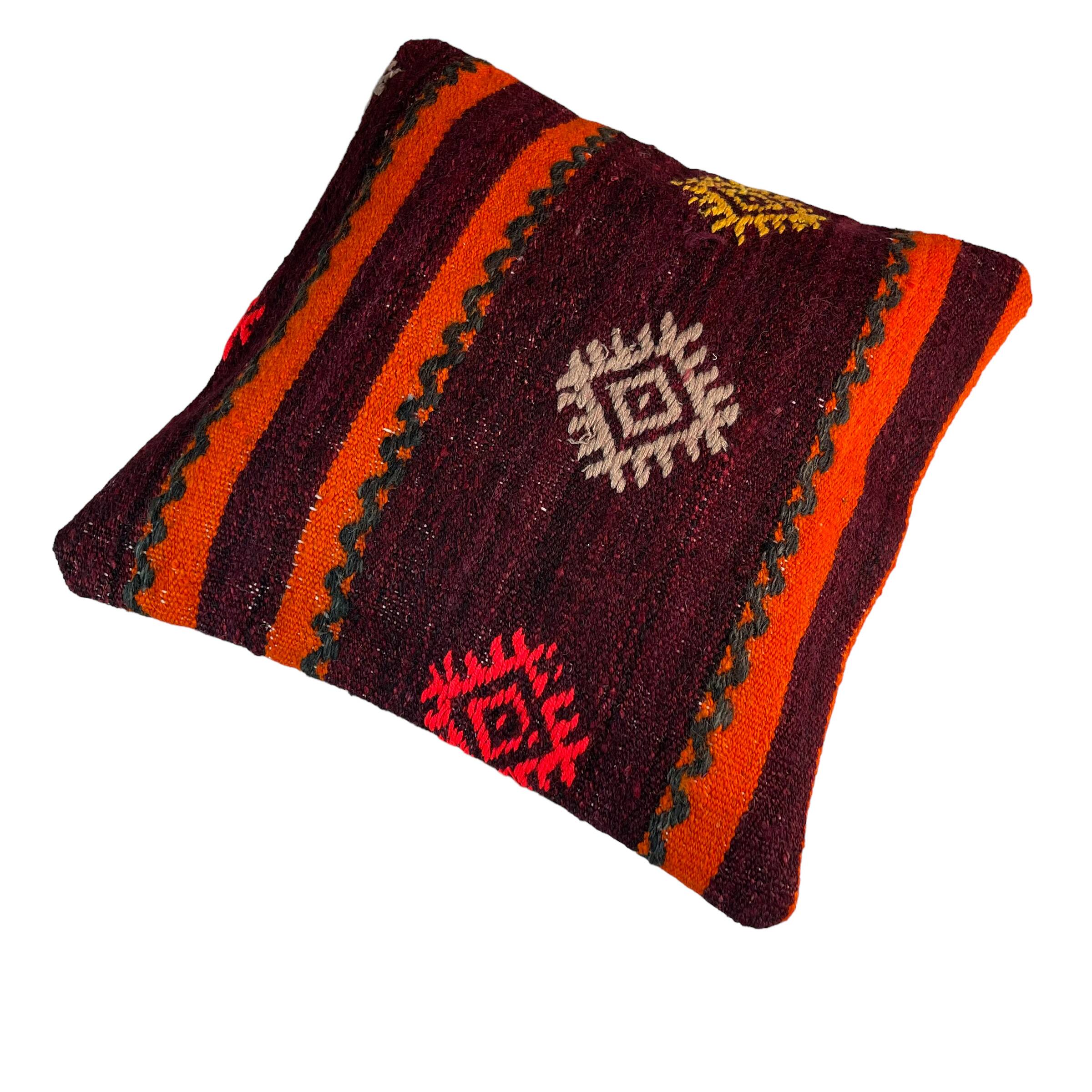 Housse de coussin kilim turc vintage, 40 x 40 cm