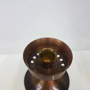 Candlestick, gold-tone brass, clear greenish glass, Austria, 1960s.