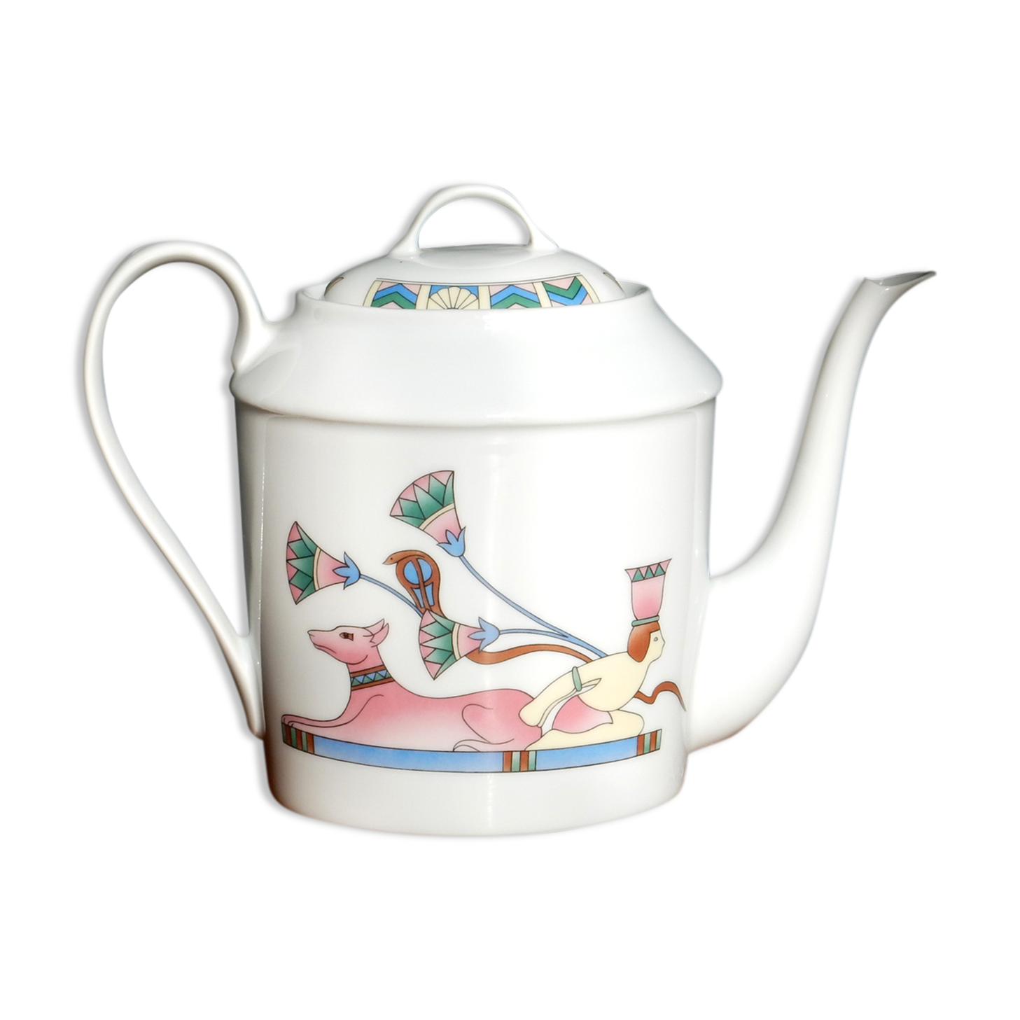 Limoges coffee maker inspired by ancient Egypt in the style of the 80s