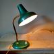50's 50's green metal articulated desk lamp and golden flexible foot