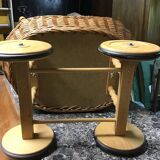 LEIPOLD wicker cradle on wheels and its bedding for dolls.