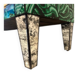 Mid-Century Modern Style Green-Malachite Colored Glass Italian Chest of Drawers