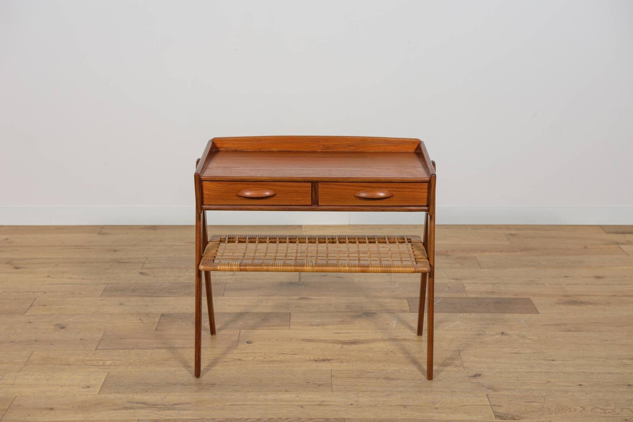 Mid Century Teak and Rattan Console Table by Søren Rasmussen, United Knigdo