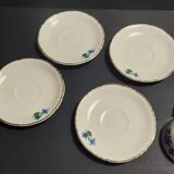 Series of four Orchies earthenware cups with chicory flower decoration