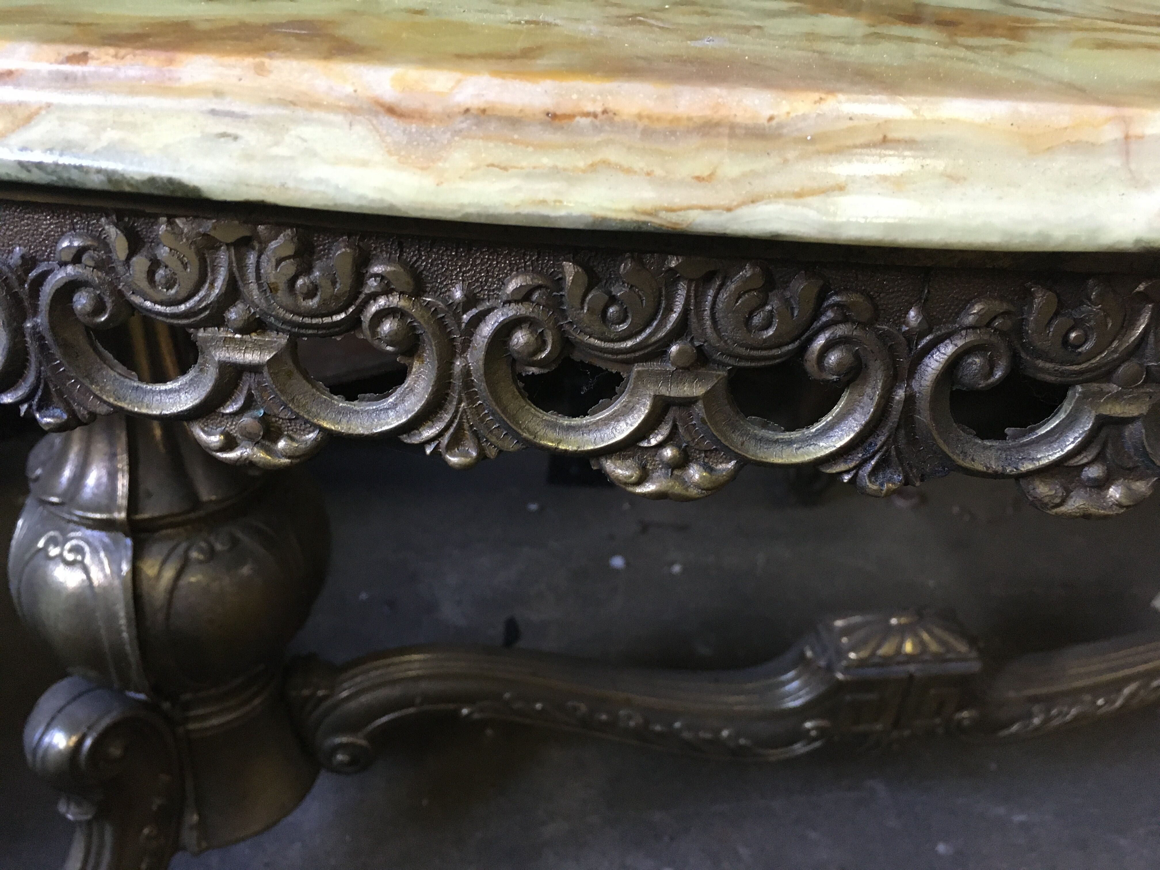 Metal and marble/onyx 1960s coffee table