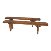 Pair of solid wood farmhouse benches