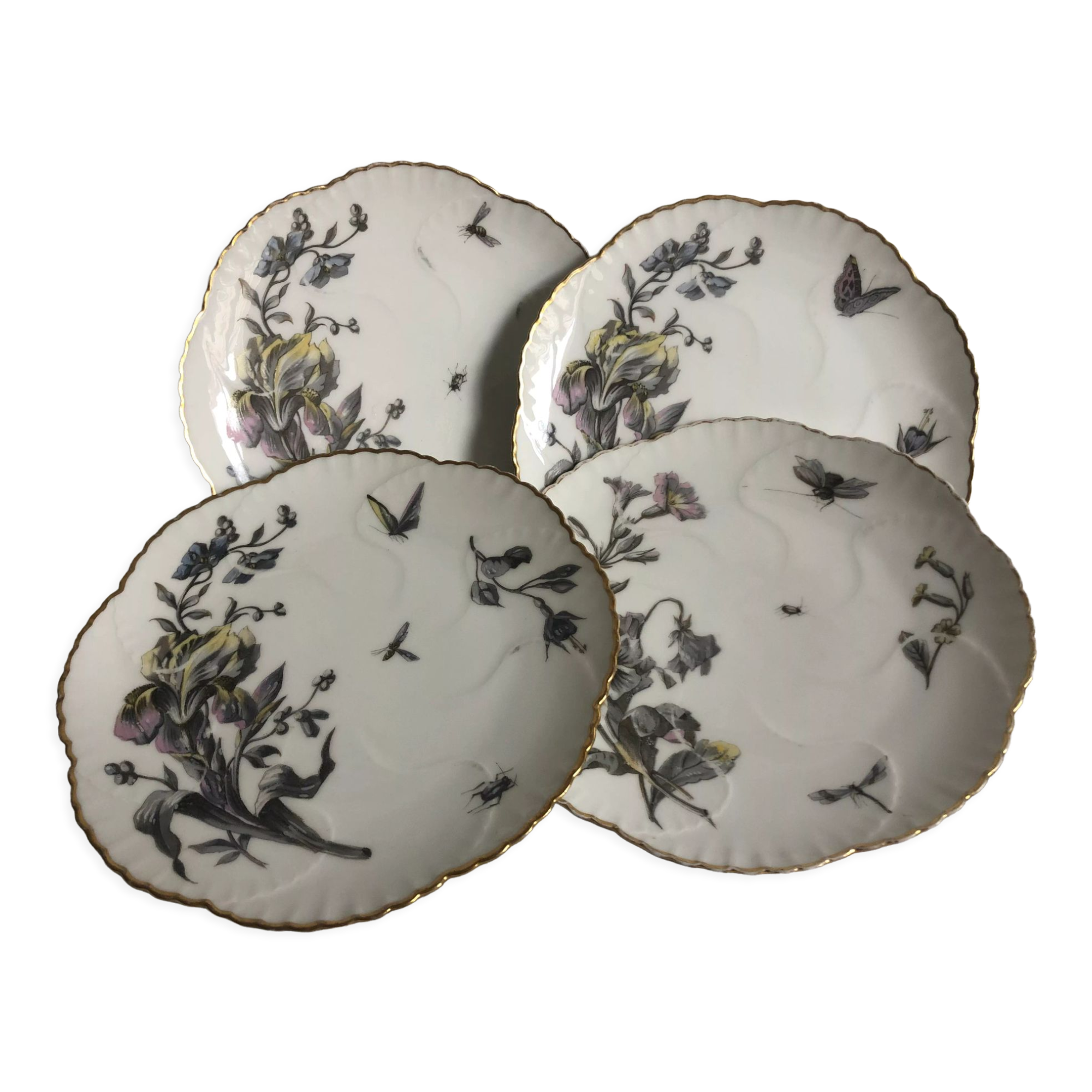4 flat plates - Limoges porcelain, nature