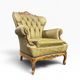 Vintage olive green baroque armchair / single seat / sofa