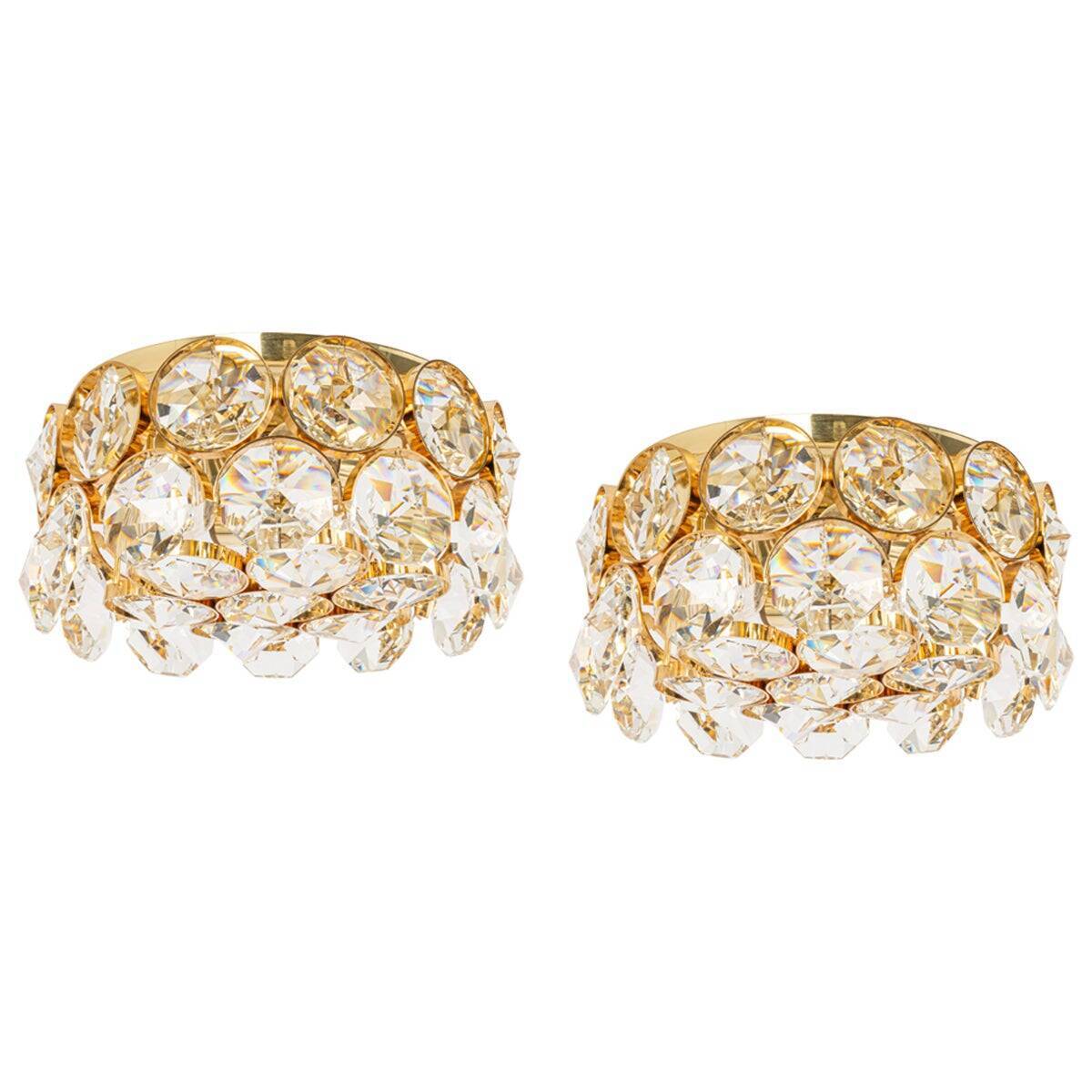 Recessed ceiling lamp, crystal glass design Palwa, Germany, 1970s